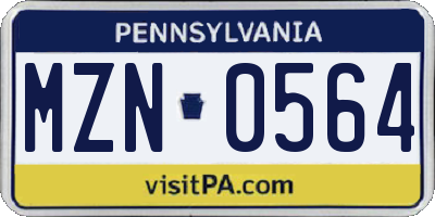 PA license plate MZN0564