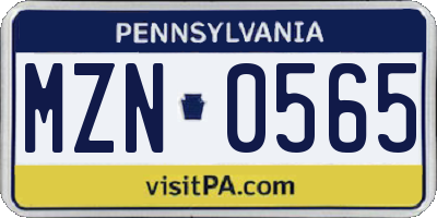 PA license plate MZN0565