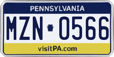 PA license plate MZN0566