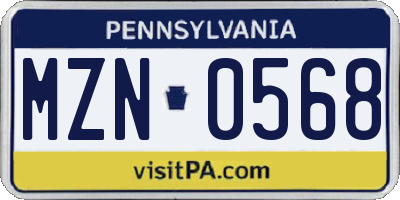 PA license plate MZN0568