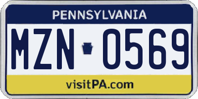 PA license plate MZN0569