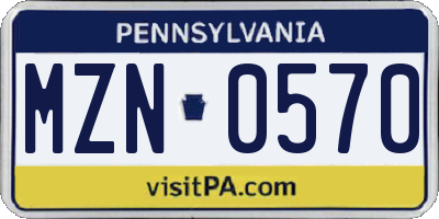 PA license plate MZN0570