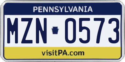 PA license plate MZN0573