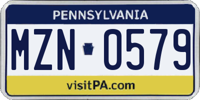 PA license plate MZN0579