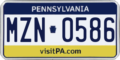 PA license plate MZN0586
