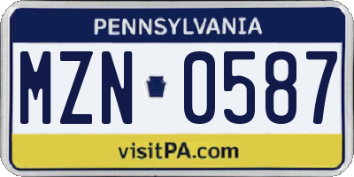 PA license plate MZN0587