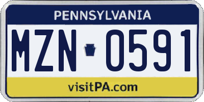 PA license plate MZN0591