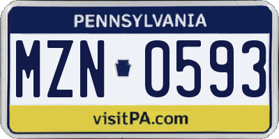 PA license plate MZN0593