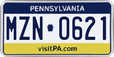 PA license plate MZN0621
