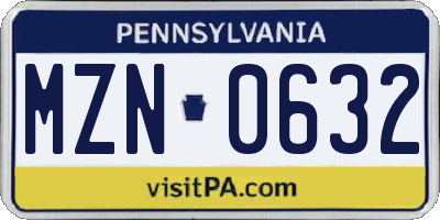 PA license plate MZN0632
