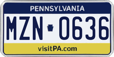 PA license plate MZN0636