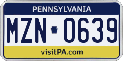 PA license plate MZN0639