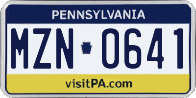 PA license plate MZN0641