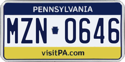 PA license plate MZN0646