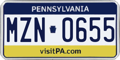PA license plate MZN0655