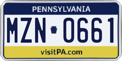 PA license plate MZN0661