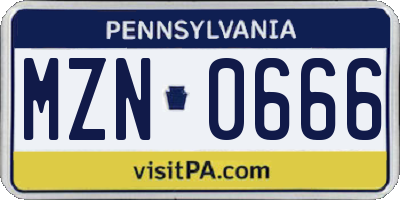 PA license plate MZN0666