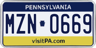 PA license plate MZN0669