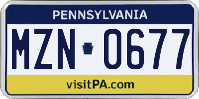 PA license plate MZN0677