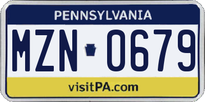 PA license plate MZN0679