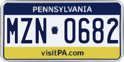 PA license plate MZN0682