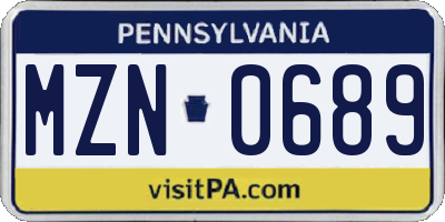 PA license plate MZN0689