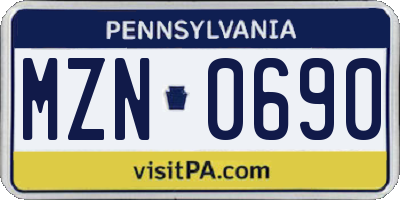 PA license plate MZN0690