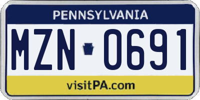PA license plate MZN0691