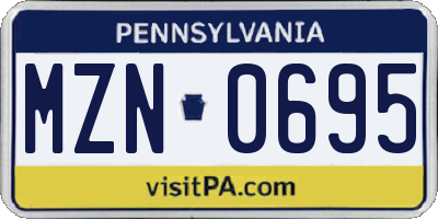 PA license plate MZN0695