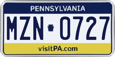 PA license plate MZN0727