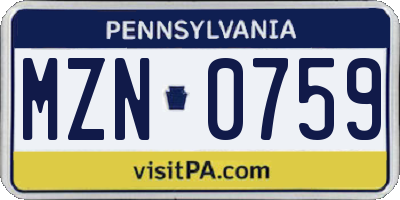 PA license plate MZN0759
