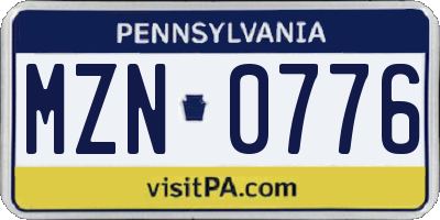 PA license plate MZN0776