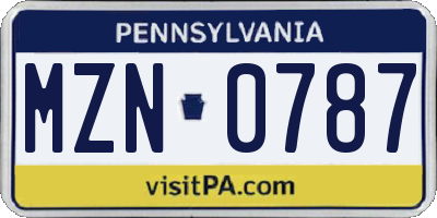PA license plate MZN0787