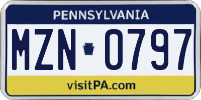 PA license plate MZN0797