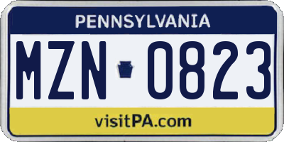 PA license plate MZN0823