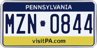 PA license plate MZN0844