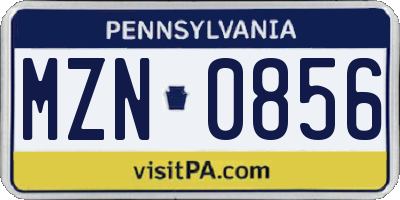 PA license plate MZN0856