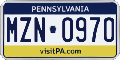 PA license plate MZN0970