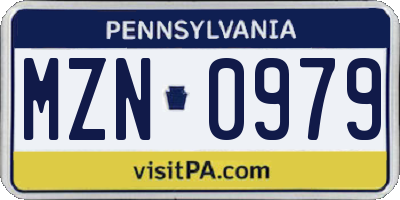 PA license plate MZN0979