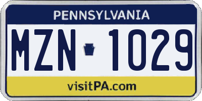 PA license plate MZN1029