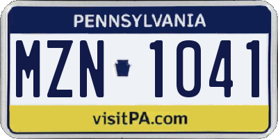 PA license plate MZN1041