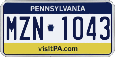 PA license plate MZN1043