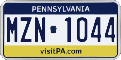 PA license plate MZN1044
