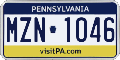 PA license plate MZN1046