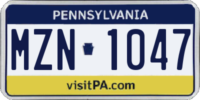 PA license plate MZN1047