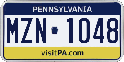 PA license plate MZN1048