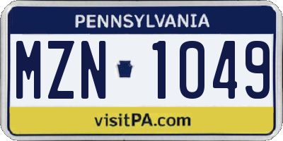 PA license plate MZN1049