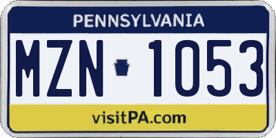 PA license plate MZN1053