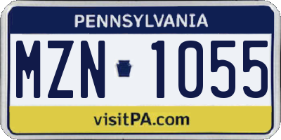 PA license plate MZN1055
