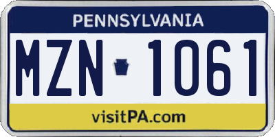 PA license plate MZN1061